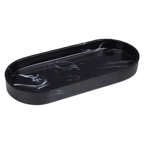 LABRIMP Wasserfestes Schwarzes Marmor-tablett aus Resin Dekoratives Badezimmer-schmucktablett Vielseitiger Organizer für Schmuck Kosmetik Schlüssel Stilvolle Ablage für Waschtisch und von LABRIMP