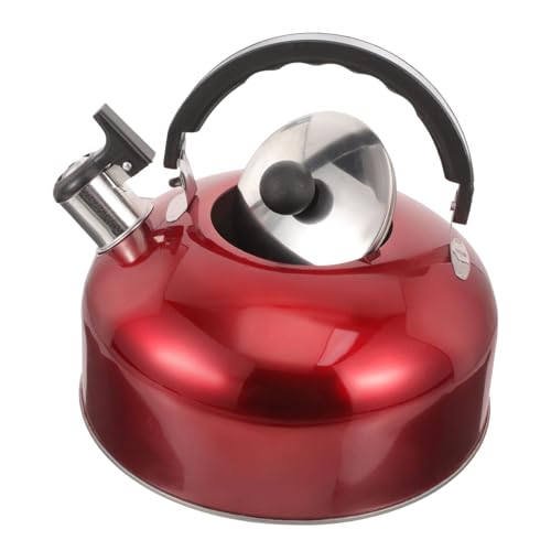 LABRIMP Wasserkocher mit Pfeif Funktion Teekessel für Gas und Induktionsherd Komfortabler Griff für Tee und Kaffeeliebhaber Stilvolles Design Rot von LABRIMP