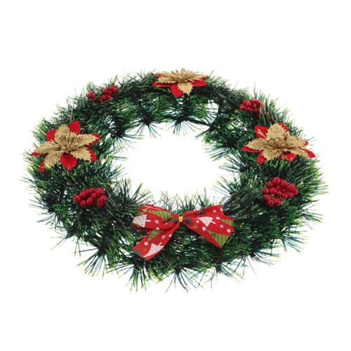 LABRIMP Weihnachtskranz mit Roten Beeren und Poinsettien Künstlicher Grünkranz mit Schleife Wetterfester Türkranz für Haustür Kamin Fenster Terrasse und Wanddekorationen LABRIMP Weihnachtskranz mit Roten Beeren und Poinsettien Künstlicher Grünkranz mit Schleife Wetterfester Türkranz für Haustür Kamin Fenster Terrasse und Wanddekorationen von LABRIMP