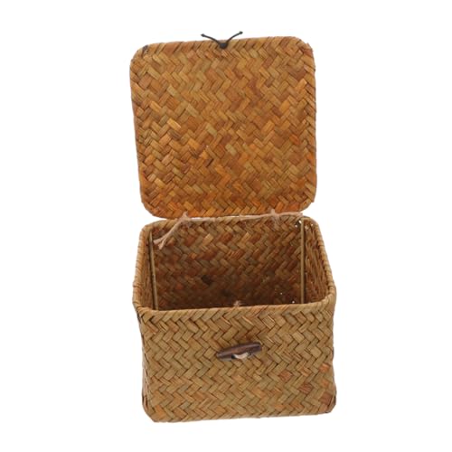 LABRIMP Wickelkorb mit Deckel Geflochtener Aufbewahrungskorb für Schreibtisch Multifunktionale Box für Küchen und Wohnaccessoires Handgefertigte Rattan Ordnungslösung mit Blumenmuster LABRIMP Wickelkorb mit Deckel Geflochtener Aufbewahrungskorb für Schreibtisch Multifunktionale Box für Küchen und Wohnaccessoires Handgefertigte Rattan Ordnungslösung mit Blumenmuster von LABRIMP