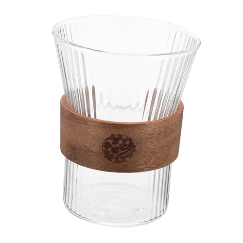 LABRIMP Glas-badezimmerbecher Für Zahnputzgläser Wiederverwendbarer Mundwasserbecher Mit Hölzernem Taillendesign Mühelos Zu Reinigen Für Täglichen Gebrauch von LABRIMP