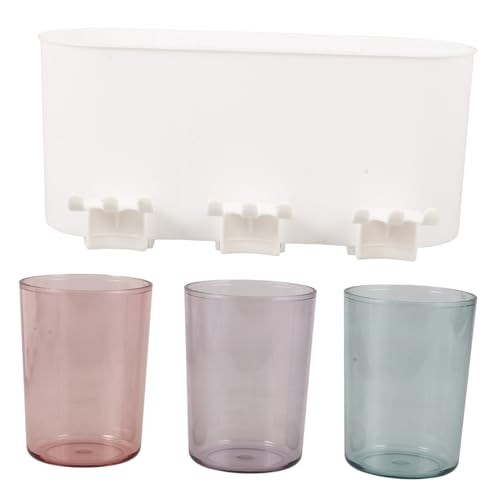 LABRIMP Zahnbürstenhalter Wandmontiert Mit Zahnpastahalter Badezimmer-Organizer Stanzfrei Für Zahnbürste Und Gurgeltasse von LABRIMP