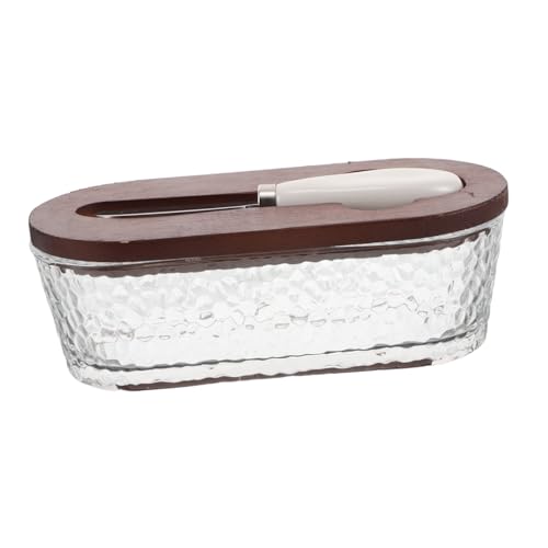 LABRIMP versiegelt knackiger Butterhalter mit Deckel Butterspeicherbehälter französischer Butterhalter Butteraufbewahrung für die Theke Käseaufbewahrung für Kühlschrank Glas Kaffee von LABRIMP