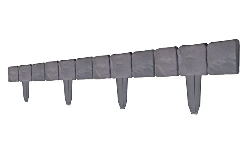 Beetumrandung Rasenkante Beeteinfassung Raseneinfassung Palisade Steinoptik Grau - 10 Meter Länge (4X Sets) von LABT