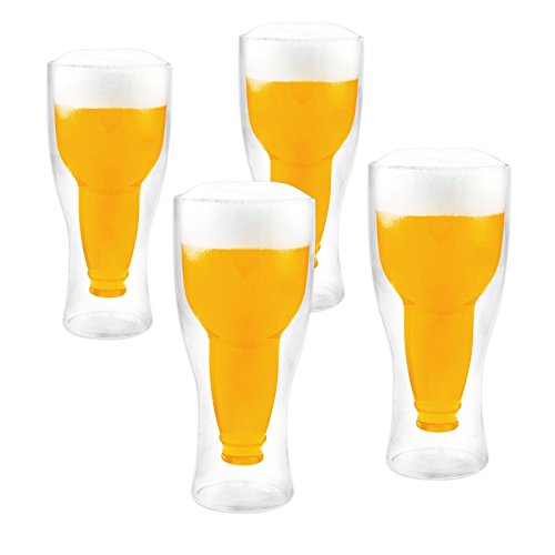 Doppelwandige Thermo Biergläser 4er Set mit 340ml Füllmenge - genießen Sie länger Ihr kühles Bier !!! von LABT