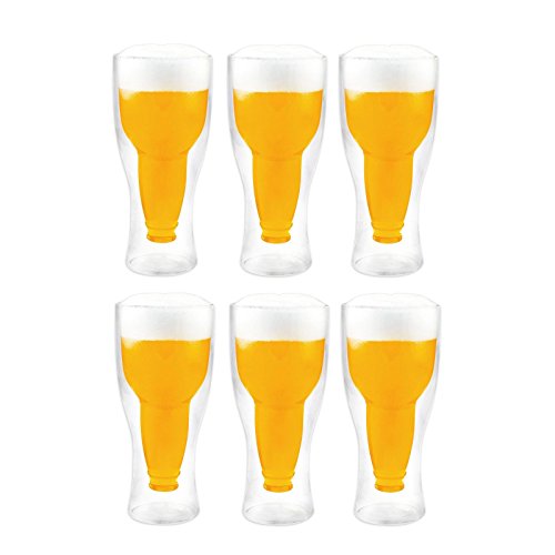 Doppelwandige Thermo Biergläser 6er Set mit 340ml Füllmenge - genießen Sie länger Ihr kühles Bier !!! von LABT