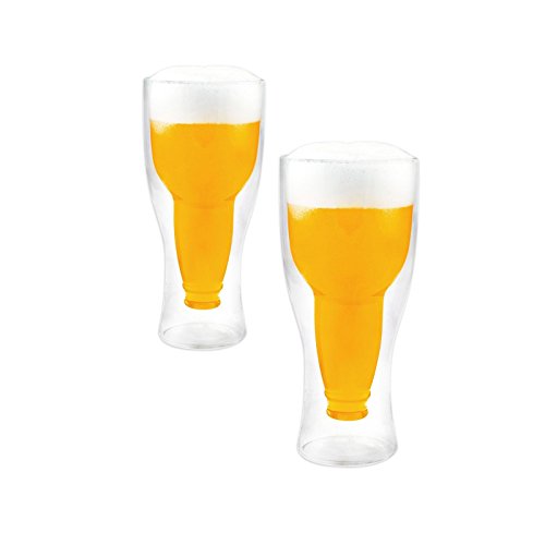 Doppelwandige Thermo Biergläser 2er Set mit 340ml Füllmenge - genießen Sie länger Ihr kühles Bier !!! von LABT