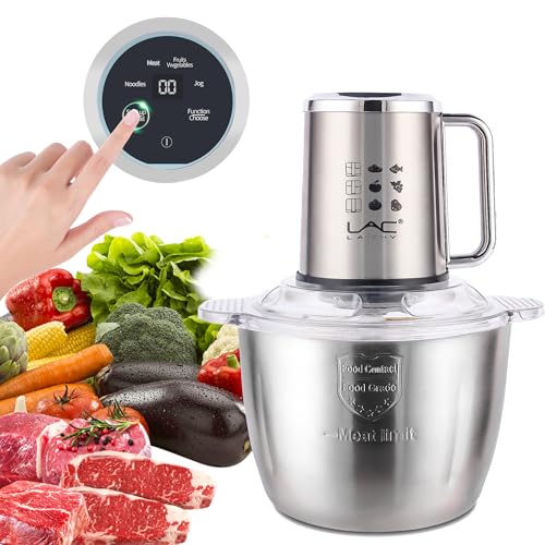 LAC LAICHY 3L Kchenmaschine mit Touchscreen, Fleischwolf, Gemsezerkleinerer mit Edelstahlschssel, elektrische Kchenmaschine, 4 Spatel fr Babynahrung, Fleisch, Gemse, Obst von LAC LAICHY