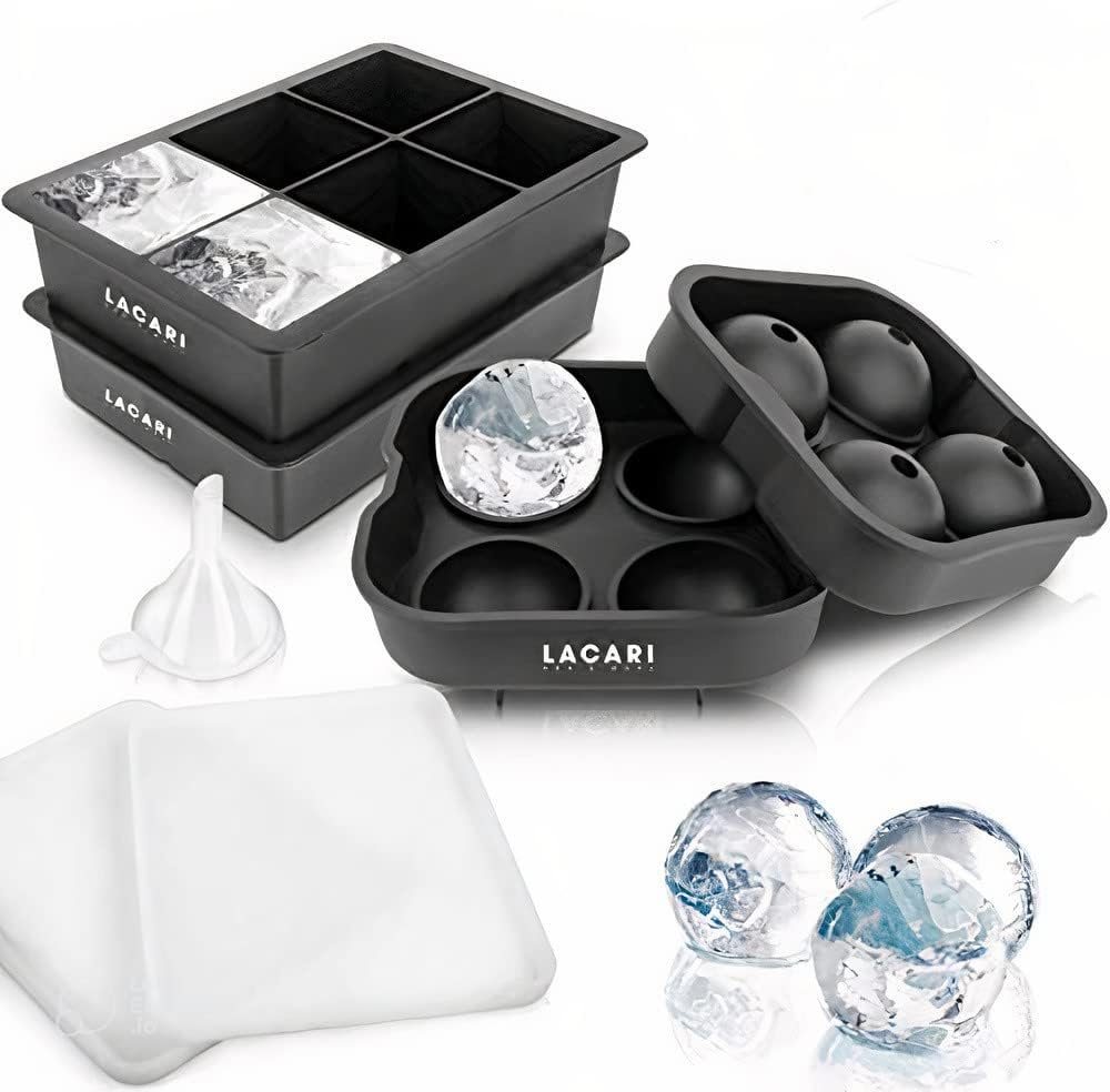 LACARI Eiswürfelform Eiswürfelform für perfekte Eiswürfel, (Set 3-tlg), auslaufsicher, spülmaschinenfest von LACARI