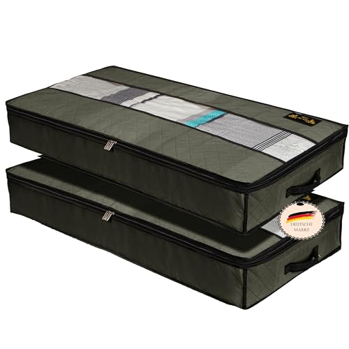 LACAZO NEU Unterbettkommode 2er Set- Unterbett Aufbewahrungstasche - wasserdichte Unterbett Aufbewahrung aus Stoff - Clothes Storage Bag - Verstauen und Aufbewahren (Darkgrey) von LACAZO