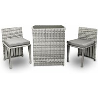 Lacestone - 3tlg Poly Rattan Sitzgruppe Bistro Gartenmöbel Bistro Lounge Terasse Balkon Tisch Stühle Set (Grau) von LACESTONE