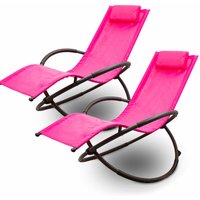 Relax Liege Liegestuhl Gartenliege Sonnenliege Klappsessel Relaxliege Schaukelliege Klappbar (2x Relaxliege, Pink) von LACESTONE