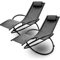 Relax Liege Liegestuhl Gartenliege Sonnenliege Klappsessel Relaxliege Schaukelliege Klappbar (2x Relaxliege, Black) von LACESTONE