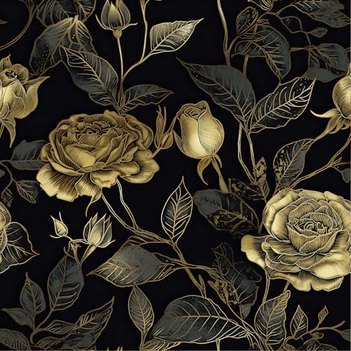 LACHEERY Tapete Floral Vintage Rose Schwarz Gold Wandtapete Selbstklebend Schlafzimmer 44.5cm x 700cm Tapeten Wohnzimmer Muster Vinyl Möbelfolie Dark Floral Folie Möbel Wasserdicht für Schrank LACHEERY Tapete Floral Vintage Rose Schwarz Gold Wandtapete Selbstklebend Schlafzimmer 44.5cm x 700cm Tapeten Wohnzimmer Muster Vinyl Möbelfolie Dark Floral Folie Möbel Wasserdicht für Schrank von LACHEERY