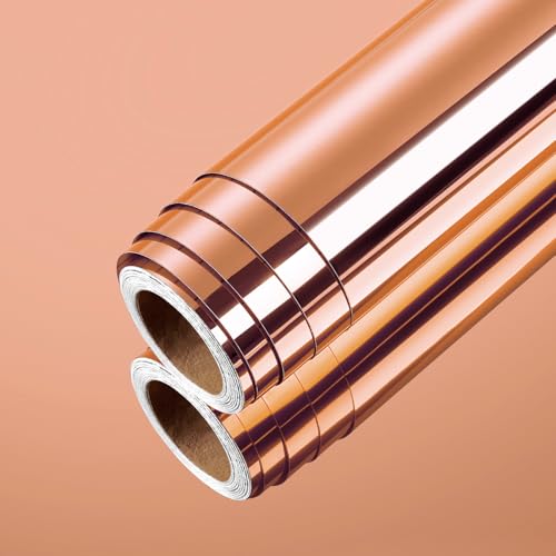 LaCheery 60cm x 400cm Spiegelfolie Selbstklebend Möbel Rosa Spiegel Folie Hochglanz Vinyl Möbelfolie Rosa Glitzer Wasserdicht Klebespiegel Folie Küche Klebefolie Spiegel für DIY Schrank Möbel von LACHEERY
