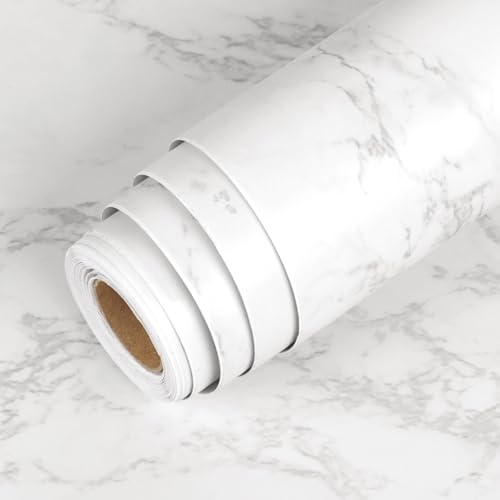 LaCheery 90cm x 400cm Möbelfolie Grau Marmor Klebefolie Küche Arbeitsplatte Marmor Folie Selbstklebend Grau Küchenfolie Weiß PVC Wandpaneele Marmoroptik Küchentapete Küchenfronten Schrank Fensterbank von LACHEERY