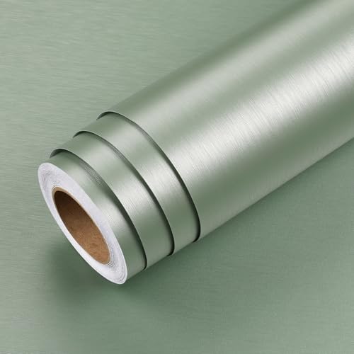 LaCheery Grün möbelfolie selbstklebend glänzend küchenfolie schränke Metall 60cm x 400cm Vinyl klebefolie möbel mintgrün vintage Wasserfest selbstklebende folie möbel grün Dekorativ für Tür Schrank von LACHEERY