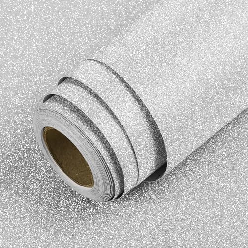 LaCheery Klebefolie Silber Glitzer Tapete Selbstklebend Möbel Dekofolie 40cm x 200cm Möbelfolie Selbstklebend Silber Folie Möbel Vinyl DIY Deko Schminktisch Tapete Glitzer Glitzerfolie für Schrank LaCheery Klebefolie Silber Glitzer Tapete Selbstklebend Möbel Dekofolie 40cm x 200cm Möbelfolie Selbstklebend Silber Folie Möbel Vinyl DIY Deko Schminktisch Tapete Glitzer Glitzerfolie für Schrank von LACHEERY