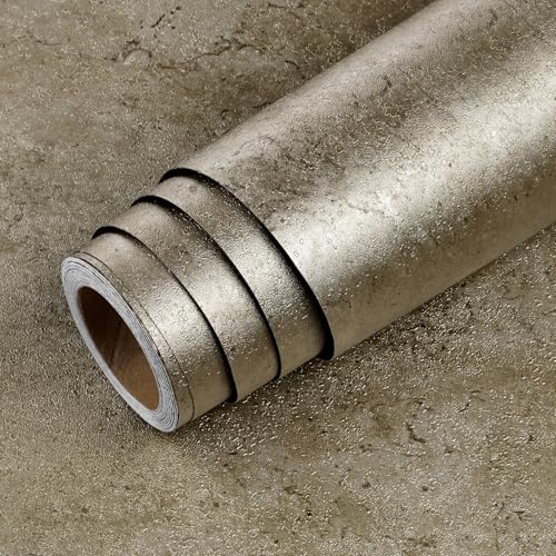 LaCheery Selbstklebende Tapete Braun Bronze Betonoptik Wandtapete Selbstklebend Wohnzimmer Industriell 40cm x 200cm Wasserfest Beton Klebefolie Wand Abwaschbar Folie für Möbel Tapeten für Schlafzimmer von LACHEERY