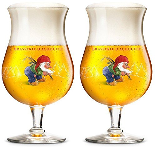 Brasserie d`Achouffe Duvel Moortgat Bierglas, belgische Brauerei, Tulpe, 0,25 cl, 2 Stück von LACHOUFFE