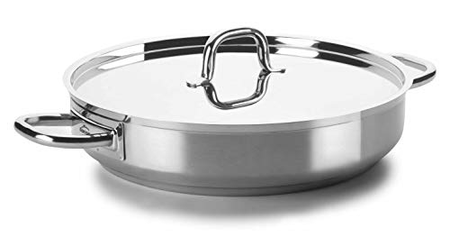 LACOR Chef-Luxe 54650S-Paella-Pfanne ohne Deckel, Edelstahl 18/10, Silber, 50 cm von LACOR