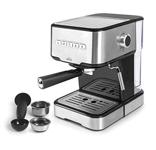 Lacor 69256 Espressomaschine mit 2 Kaffeeauslässen und Aufwärmen der Milch, geeignet für gemahlenen Kaffee und ESE-Kapseln, 21x26'5x30 cm, Stahl von LACOR