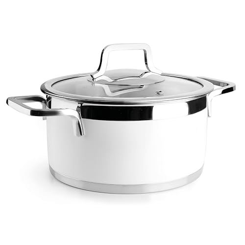 Lacor - 15420 - Buffetauflauf mit Deckel weiß, Edelstahl 18/10, Innenverkleidung geschliffen, ergonomische Griffe, Boden mit Sandwich-Wärmeverteiler, induktionsgeeignet, backofenfest, Ø20cm, weiß Lacor - 15420 - Buffetauflauf mit Deckel weiß, Edelstahl 18/10, Innenverkleidung geschliffen, ergonomische Griffe, Boden mit Sandwich-Wärmeverteiler, induktionsgeeignet, backofenfest, Ø20cm, weiß von LACOR