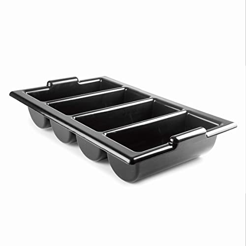 Lacor - 33121 - Besteckkasten GN, Besteck-Organizer, enthält 4 Fächer für Küchenutensilien, Behälter aus Polypropylen, 52,5 x 32 x 9,5 cm, Schwarz. von LACOR