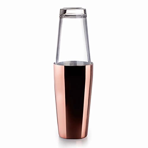 Lacor - 62286 - Cocktailshaker aus Edelstahl für professionelle Cocktails, 2 Gläser, Borosilikatglas, Fassungsvermögen 800 ml + 500 ml, wasserdichter Verschluss, Ø 8 x 16 cm, Kupfer von LACOR