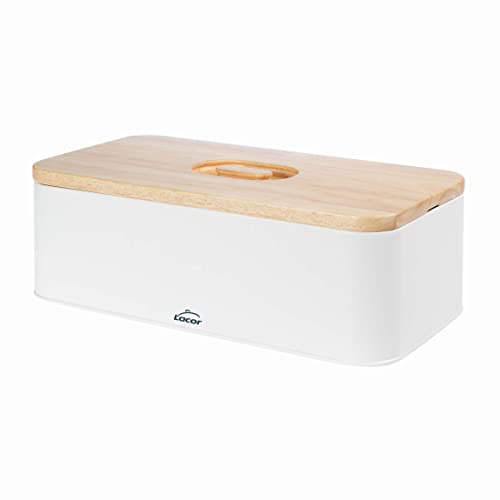 LACOR - 62869 - Nordischer Brotkasten aus Carbonstahl, Deckel aus Gummi, Vintage-Design, 2-in-1-Design: Der Deckel dient als Schneidebrett, Maße 42 x 22,5 x 12,5 cm, Mattweiß. LACOR - 62869 - Nordischer Brotkasten aus Carbonstahl, Deckel aus Gummi, Vintage-Design, 2-in-1-Design: Der Deckel dient als Schneidebrett, Maße 42 x 22,5 x 12,5 cm, Mattweiß. von LACOR