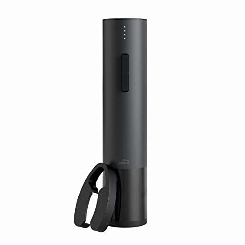 Lacor - 63056 - elektrischer Korkenzieher Black Luxe aus Edelstahl, automatischer Weinöffner, elegant, modern und ergonomisch, Beleuchtung und LED-Anzeige, Ø 4,8 x 22 cm, Mattschwarz von LACOR