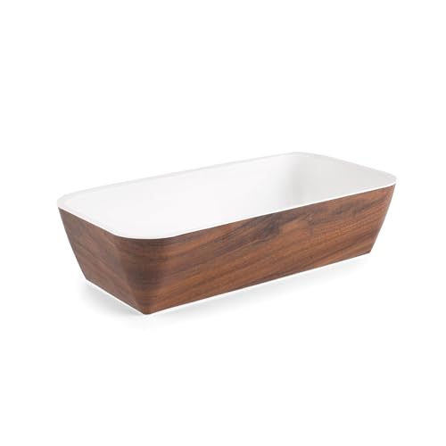 Lacor - 63094 - Rechteckige Holzschale, Melamin, BPA-frei, spülmaschinenfest, Widerstandsfähig, Holzoptik, stapelbar, 53x16x8 cm, Fassungsvermögen 4.5L, nicht für Mikrowelle oder Backofen geeignet von LACOR