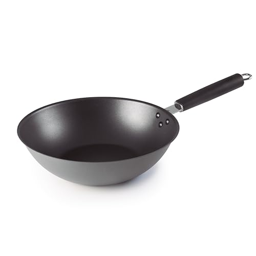 Lacor - 63733 - Wok Basic, Wok aus 100% natürlichem Eisen mit dreilagiger Antihaftbeschichtung, PFOA-frei, ergonomischer Griff, für alle Arten von Küchen geeignet, Ø32 cm, Dicke 0,9 mm von LACOR