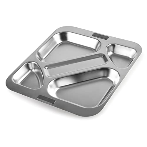 Lacor - 66957 - Selbstbedienungstablett, Esstablett, 4 Fächer + Besteckplatz, Stapelbar, Edelst von LACOR