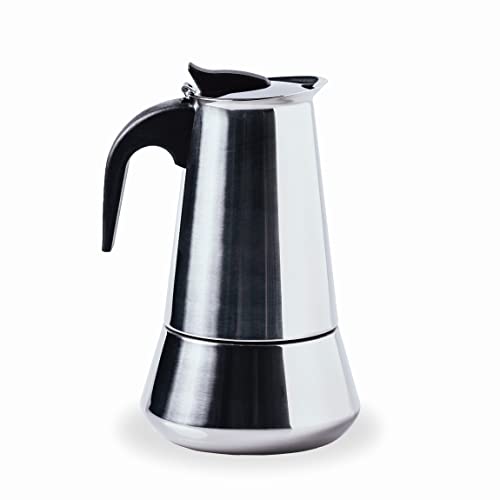 LACOR - 62036 - Mailand Italienische Kaffeemaschine, Express-Kaffeemaschine, 18/10 Edelstahl, alle feuergeeignet einschließlich Induktion, spülmaschinenfest, Kapazität 6 Tassen, glänzende Oberfläche von LACOR