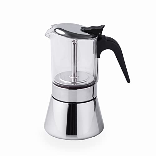 LACOR - 62124 - Siena Italienische Kaffeemaschine, Express-Kaffeemaschine, Edelstahl 18/10, Geeignet für Alle Arten von Feuer Inklusive Induktion, Spülmaschinenfest von LACOR