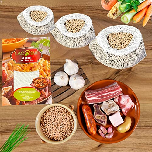 LACOSVI Packung mit 3 Beuteln zum Kochen von Kichererbsen, Madriller und Brühen, für Fleisch, Netzbeutel zum Kochen, Gemüse, 3 wiederverwendbare Beutel zum Kochen von Lebensmitteln, 1 kg, 2 kg, 3 kg LACOSVI Packung mit 3 Beuteln zum Kochen von Kichererbsen, Madriller und Brühen, für Fleisch, Netzbeutel zum Kochen, Gemüse, 3 wiederverwendbare Beutel zum Kochen von Lebensmitteln, 1 kg, 2 kg, 3 kg von LACOSVI