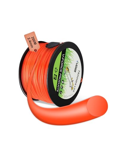 LADAMI Mähfaden Trimmerfaden 2,4 mm x 200m Orange Nylonfaden Trimmerschnur,für Rasentrimmer Motorsense Mit Trimmer, mit Bonus Line Cutter von LADAMI
