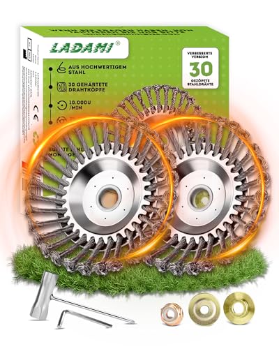 LADAMI ! Profi ! Unkrautbürste Wildkrautbürste MOTORSENSE 25,4 x 200 mm Hohe Standfestigkeit - sehr robust - leichte Montage 2 Stück von LADAMI