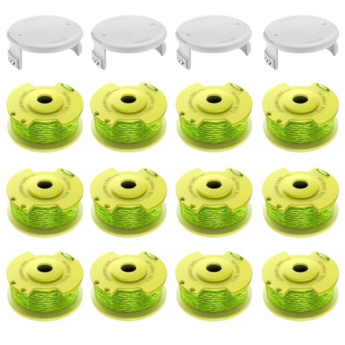 LADAMI Rasentrimmer Spule Für Ryobi Rasentrimmer, 2.0mm und 3.4m LäNge Fadenspule Kompatibel Mit Ryobi One, Trimmer Fadenspule12 Fadenspule 4 Kappendeckel von LADAMI