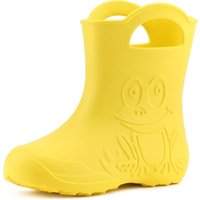 Ladeheid EVA federleichte Kinder Gummistiefel für Jungen und Mädchen Regenschuhe Bequeme und wasserdichte Regenstiefel Kinder LA-CA-01 (Gelb, 34/35 von LADEHEID