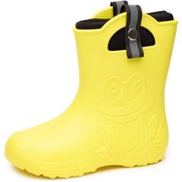 Ladeheid Kinder Federleichte Gummistiefel Thermo Fütterung Mädchen Jungen rutschfest Regenstiefel Kinder Regenschuhe LA-CA-Frog245 (Gelb, 26/27 EU) von LADEHEID