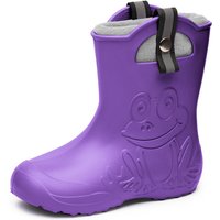 Ladeheid Kinder Federleichte Gummistiefel Thermo Fütterung Mädchen Jungen rutschfest Regenstiefel Kinder Regenschuhe LA-CA-Frog245 (Lilla, 26/27 EU) von LADEHEID