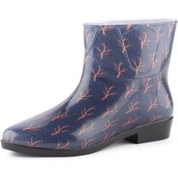 Ladeheid Kurze Gummistiefel Damen Elegant Regenstiefel Damen mit Muster LAZT201802 (Marine/Bäume 103M, 41 EU) von LADEHEID