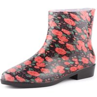 Ladeheid Kurze Gummistiefel Damen Elegant Regenstiefel Damen mit Muster LAZT201802 (Rosen 105M, 40 EU) von LADEHEID