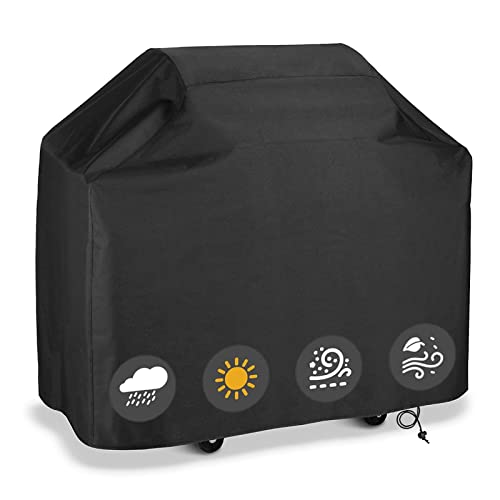 LADOKEE Grillabdeckung Wetterfest, Grill Abdeckhaube Oxford, Grillabdeckungen BBQ Abdeckung Cover Schutzhülle Haube Staubdicht Grill Abdeckplane Grillschutz 147x61x117cm Schwarz von LADOKEE