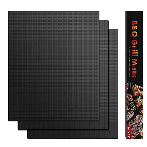 LADOKEE Wiederverwendbar Grillmatte 40 x 33cm | Antihaft Teflon Backmatte bis zu 260 Grad | Dauerbackfolie BBQ | PFOA-FREI Grillmatte für Gasgrill und Holzkohle zur Grillplatte von LADOKEE