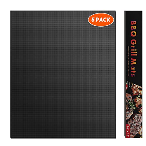 LADOKEE Wiederverwendbar Grillmatte 40 x 33cm | Antihaft Teflon Backmatte bis zu 260 Grad | Dauerbackfolie BBQ | PFOA-FREI Grillmatte für Gasgrill und Holzkohle zur Grillplatte von LADOKEE
