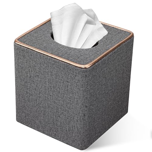 LADSTAG Taschentuchbox Taschentuchspender aus Leder, Kosmetiktücher Box,Quadrat Tücherbox Taschentücher Box Tissue Cover, B×T×H: 13.5 × 13,5 × 14,7 cm - Grau LADSTAG Taschentuchbox Taschentuchspender aus Leder, Kosmetiktücher Box,Quadrat Tücherbox Taschentücher Box Tissue Cover, B×T×H: 13.5 × 13,5 × 14,7 cm - Grau von LADSTAG
