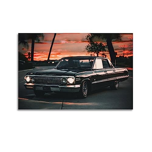 Altes schwarzes Sportwagen-Retro-Luxusauto für Chevrolet Impala, dekoratives Gemälde, Leinwand, Wandkunst, Bild, 40 x 60 cm Altes schwarzes Sportwagen-Retro-Luxusauto für Chevrolet Impala, dekoratives Gemälde, Leinwand, Wandkunst, Bild, 40 x 60 cm von LADV